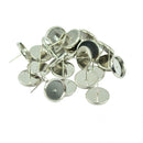 48Pcs Brass DIY Ear Studs Earring Cabochon Blank Bezel Base Tray 12mm HOT