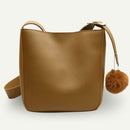 Women Leather Shoulder Crossbody Bag Messenger Bucket Handbag (Light Brown)