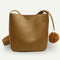 Women Leather Shoulder Crossbody Bag Messenger Bucket Handbag (Light Brown)
