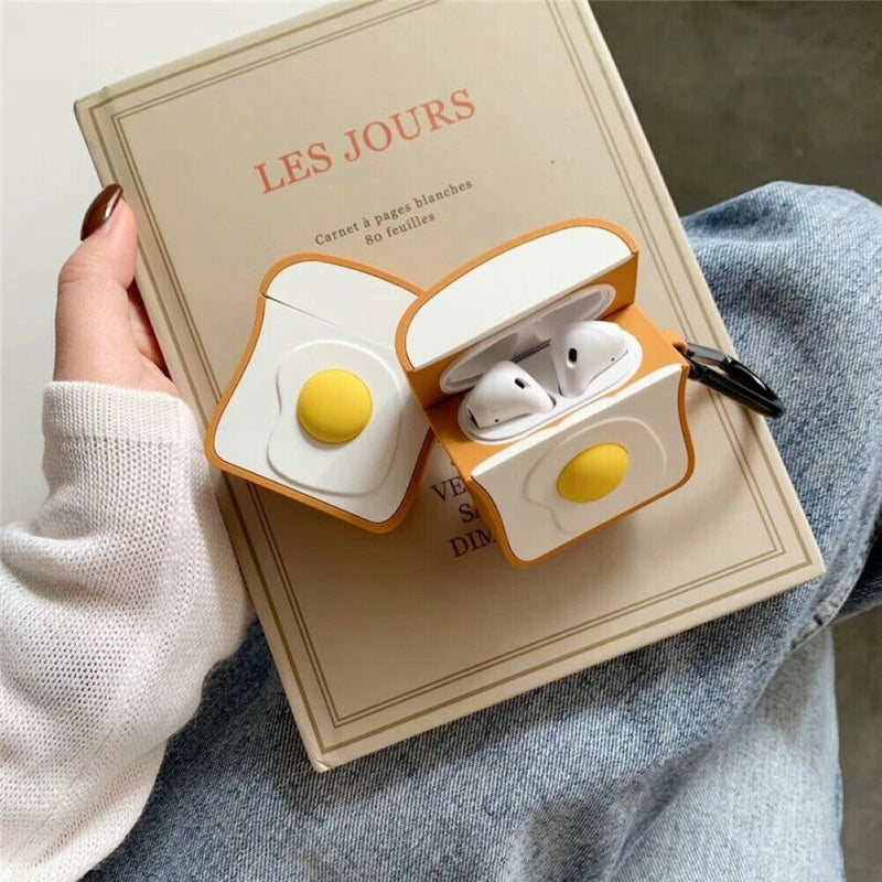Toast Egg Bluetooth Earphone Case Cover Soft Silicone Protective For AirPods Int