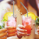 8pcs Stainless Steel Reusable Bent Straight Drink Straws with Cleaner Brush A