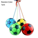 Inflatable Football Ball With Rope Colorful Bouncy Rubber Kids Gift Ball C6C2