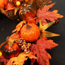 Halloween Autumn Maple Leaf Pumpkin Wreath Artificial Rattan Garland Round 22''
