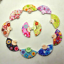 Wholesale 100Pcs Mixed Fan Shape Wood Buttons Embellishments Craft Sewing