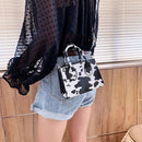 Women Handbag Animal Pattern PU Shoulder Portable Messenger Bag (White) A
