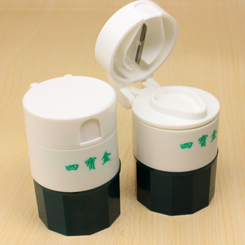 4 Layer Pill Medicine Crusher Grinder Splitter Tablet Divider Storage Box