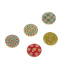 100Pcs 15mm Printed Wooden Handmade Buttons Sewing Clothing Accessories DIY