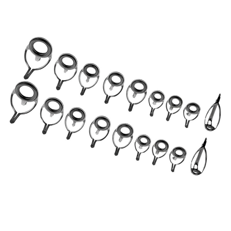 18pcs Stainless Steel Fishing Rod Leg Guides Tip Repair Kit Eye Rings Tackle