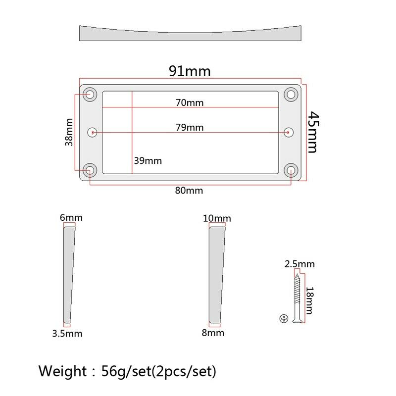 2Pcs Humbucker Pickup Ring Metal Curved Bottom Frame for LP PRS Guitar Part