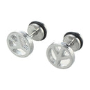 1 Pair of earrings Peace Symbol Round Stainless Steel 316L
