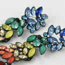 Fashion Women Colorful Rhinestone Statement Geometric Long Charm Drop Earrings