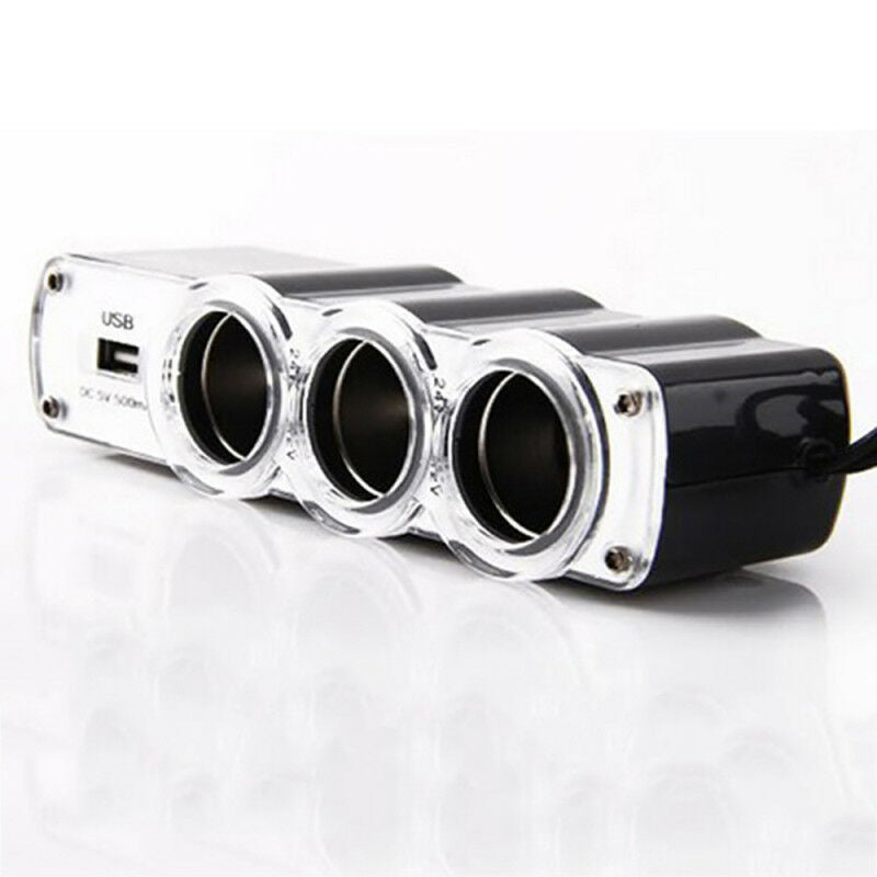 3Way Cigarette Lighter Socket Splitter Power Adapter Dual USB Car Charger DJQ