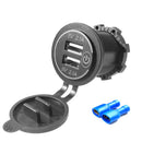 4.2A Dual USB Charger Socket with Touch Switch + 2 Terminals for Car Motorcycle