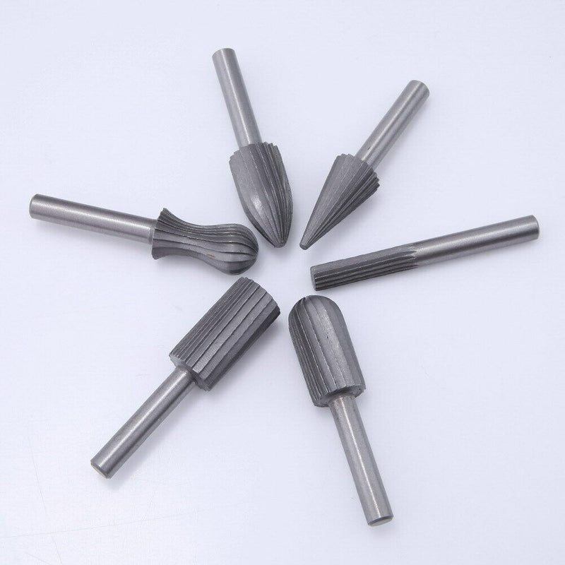 6pcs Carbide Cutter Rotary Burr Set CNC Engraving Bit Rotary File Bur Burr