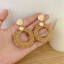 Rattan Earrings Hoop Woven Handmade Straw Wicker Braid Drop Dangle Earrings
