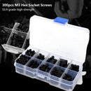 300pcs M3 Nylon Black M-F Hex Spacers Screw Nut Assortment Kit Stand-off