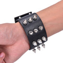 Three Row Spikes Rivet Stud Wide Cuff PU Leather Punk Gothic Rock BraceletTO