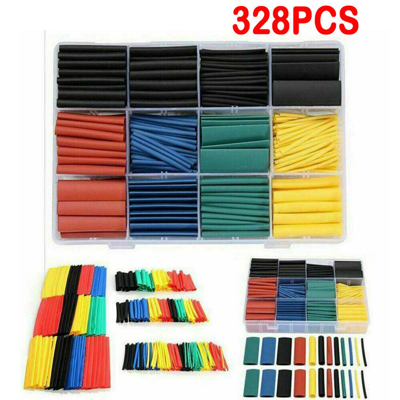 328Pcs Assorted 2:1 Heat Shrink Tubing Tube Cable Sleeving Wrap Wire Kit 8-Size