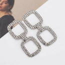 Fashion Shiny Geometric Pendant Earrings Luxury Square Rhinestone Earrings  R2N5