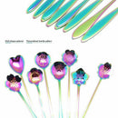 8Pcs Flower Spoon Set, 2 Different Size Colorful Stainless Steel Teaspoons  F5G5