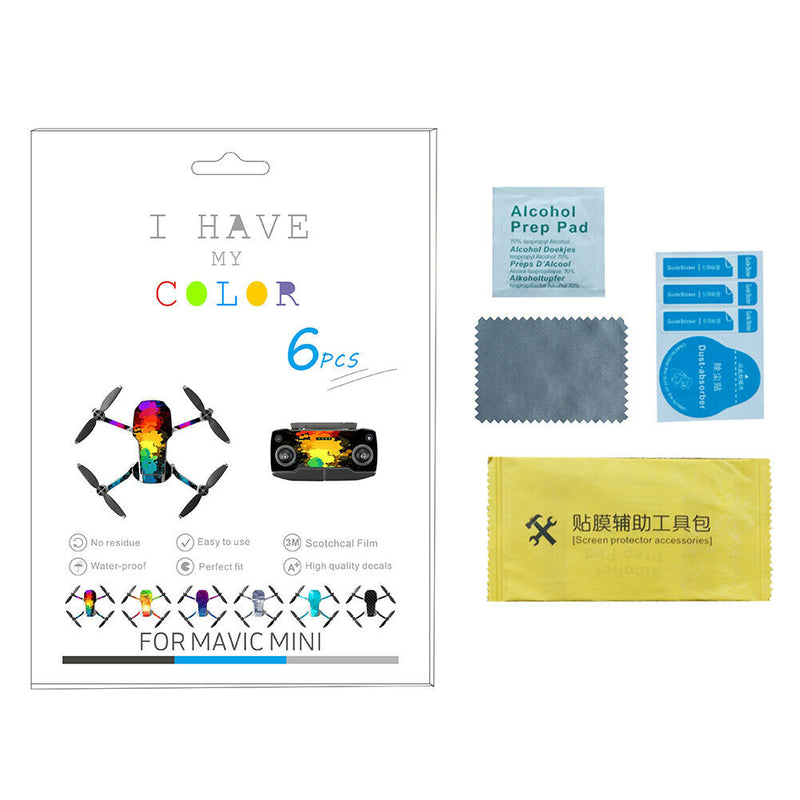 6pcs Protective Film PVC Stickers Full Cover Skin Decor for DJI Mavic Mini Drone