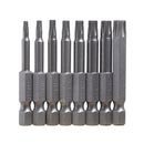 8Pcs/Set 1/4 Inch 50mm T8-T40 Alloy Steel Magnetic Torx Screwdriver Bits Kit