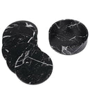 Coasters for Drinks 6-Piece with Holder,Marble Black Round Cup Mat Pad Set  C5X5