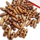 50 Pieces Olive Shape Wooden Toggles Buttons 2 Holes Sewing Buttons for Clo Z4I2