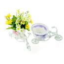 Excellent White Tricycle Bike Flower Basket Container For Flower Plant Decor J.