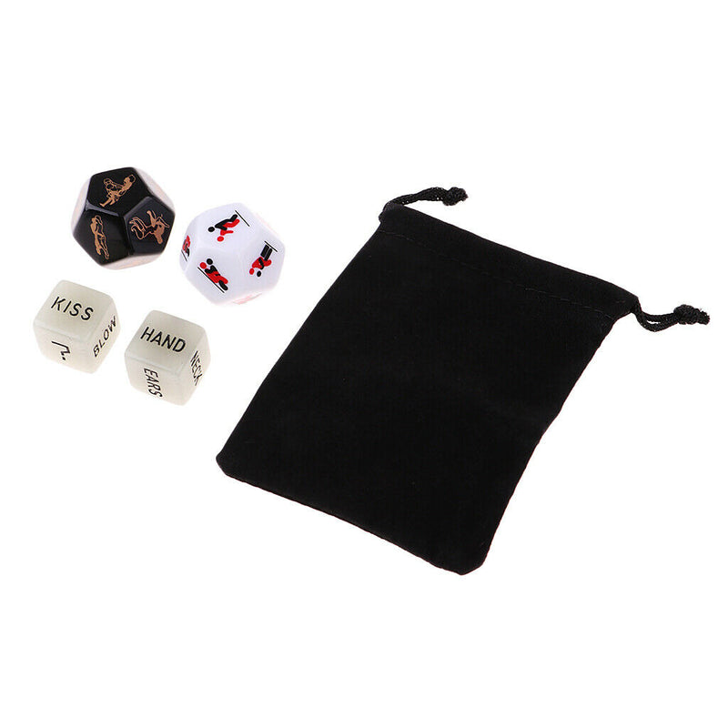 4x Acrylic Funny Spicy  Love Dice with Pouch Bachelor Party Love Couple