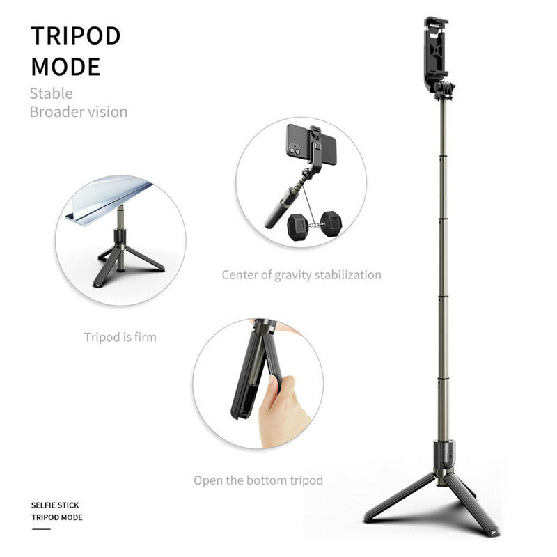 Wireless Bluetooth Remote Control Selfie Stick Tripod Phone Holder 1/4 Screw