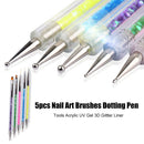 5pcs/Set Nail Art Painting Pens Acrylic Rhinestone Handle UV Gel Dotting Brushes