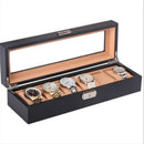 6 Compartment Pu Leather Watch Storage Box Rectangular Watch Display Cabine