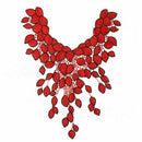 Large Red Flower Lace Embroidery Venise Neckline Motif Collar Patches Applique