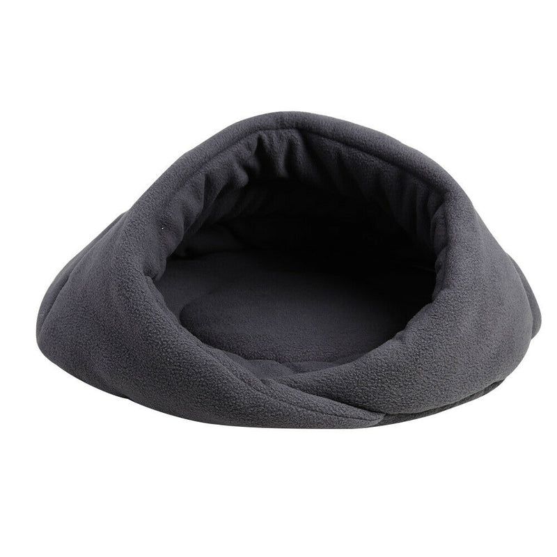 Warm Fleece Pet Sleeping Bag Nest Soft Kennel Cats Dog Bed House (Grey S) A