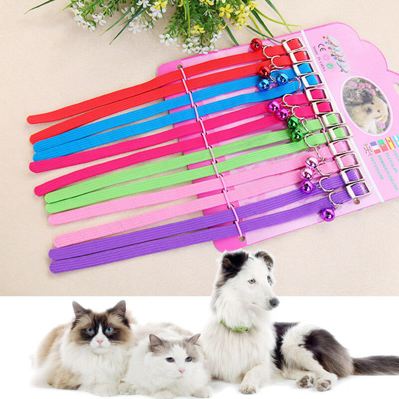Pet Dog Puppy Cat Kitten Soft Adjustable Collar Strap Safety Buckle with Bells