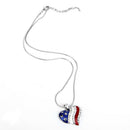 Crystal Diamante LOVE HEART American USA Flag Pendant Patriotic Bib Necklace