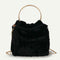 Fashion Soft Plush Handbag Women Shoulder Messenger Bag Travel Tote (Black)
