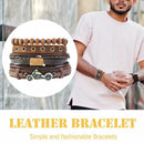 4pcs Retro Weave Rope Bracelet DIY Cowhide Leather Beads Bangle Men Jewelry