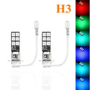 H3 5050 12 SMD RGB Multi-Colors Car LED Fog Lamp Light Bulb with Remote Control