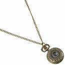 Round Shape Retro Striped Volume Necklace Pocket Watch Bronze