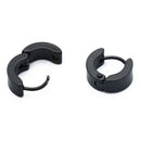 Pair Mens Hoop Huggie Earrings Titanium Steel 4mm x 7mm Black L8G3