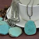 Adjustable Fine Jewelry Turquoise Pendant Necklace for Women -Synthetic