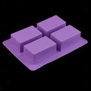 4 Cavity Silicone Rectangle Soap Making Mould Candy Fondant Cake Chocolate