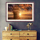 5D DIY Full Drill Diamond Painting Sunset Ship Cross Stitch Embroidery Kits