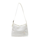 Women Simple Underarm Handbag Daisy Flower Portable Shoulder Bags (White)