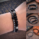 8mm Black Frosted Copper Bead Point Diamond Spacer Stretch Suit Bracelet Men New