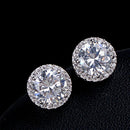 1Pair Crystal Women's Nice Zircon Inlaid Ear Stud Platinum Plated Earrings TR