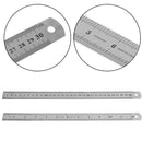 30CM 12"Steel Stainless TOOL Metric Metal Ruler Measurement Double Sided M&E