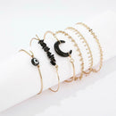 6pcs European Moon Bracelet Punk Retro Plated Bangles Women Jewelry Gift A